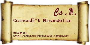 Csincsák Mirandella névjegykártya